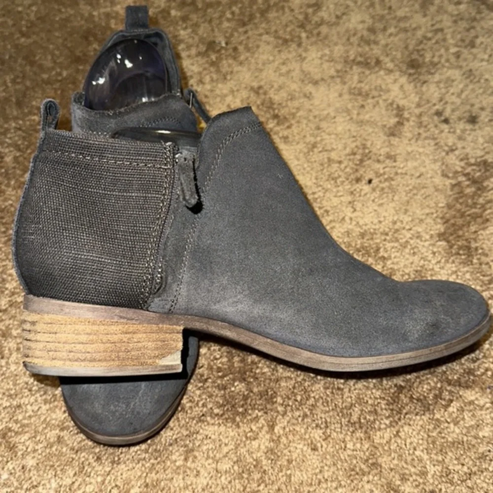 Toms Grey Suede Booties 9 side‎ zip